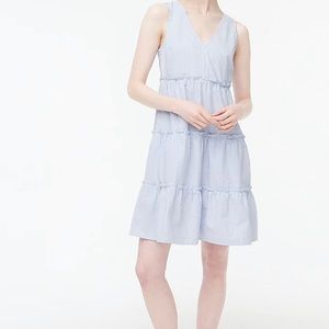 J Crew Factory Seersucker ruffle mini dress